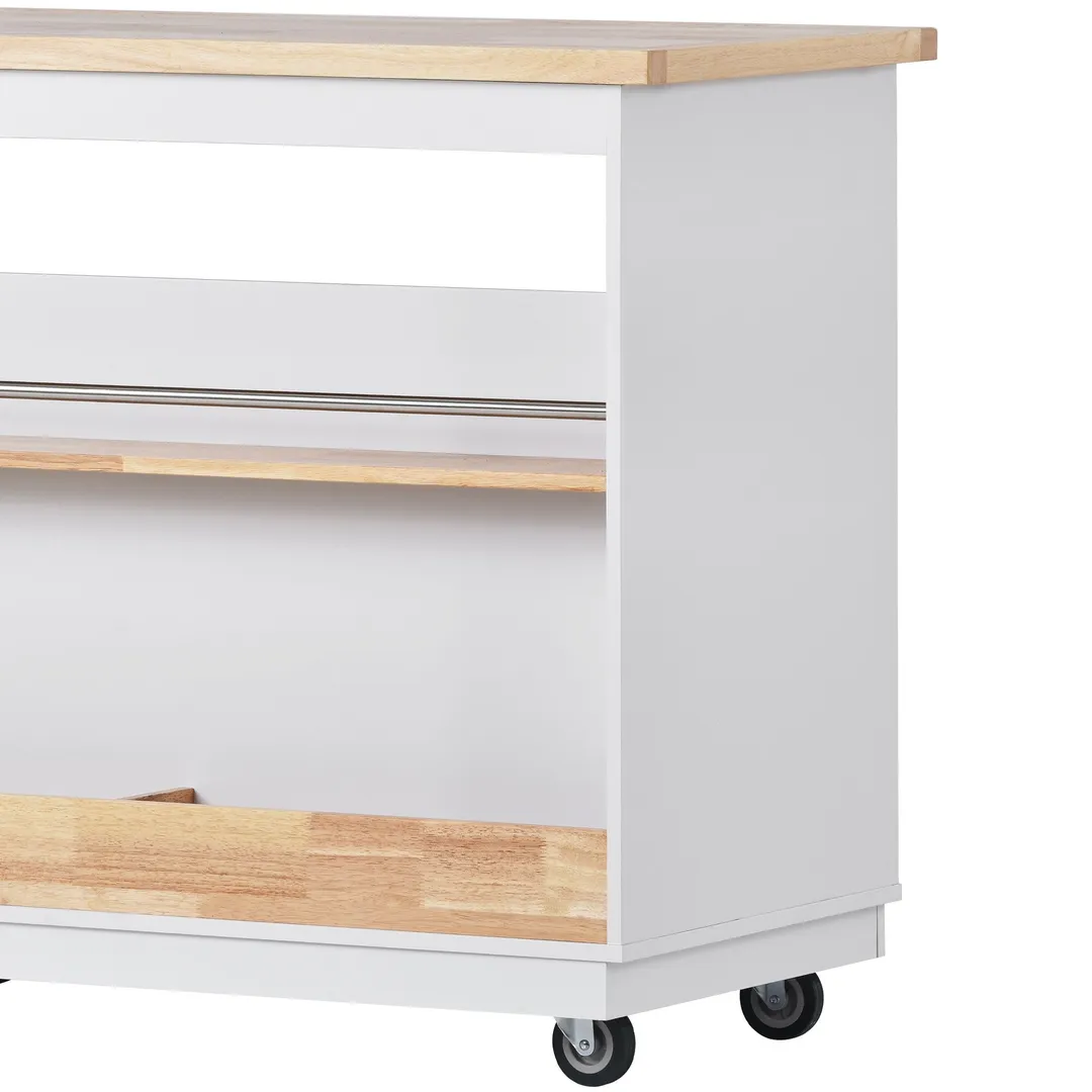 Xspracer White Mdf Base with Wood Top Rolling Kitchen Island (22-in x 46-in x 36-in), photo 11 of 18