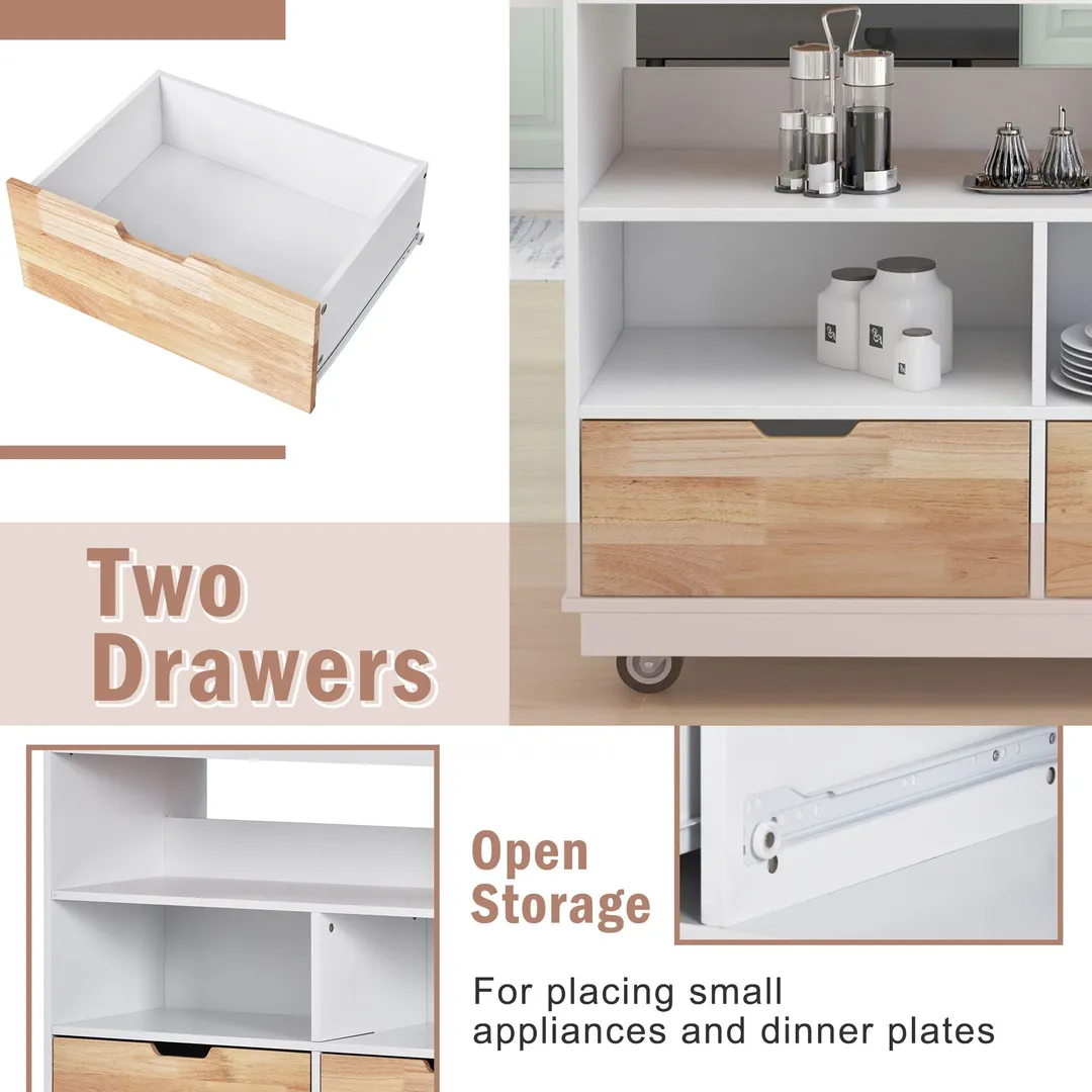Xspracer White Mdf Base with Wood Top Rolling Kitchen Island (22-in x 46-in x 36-in), photo 15 of 18