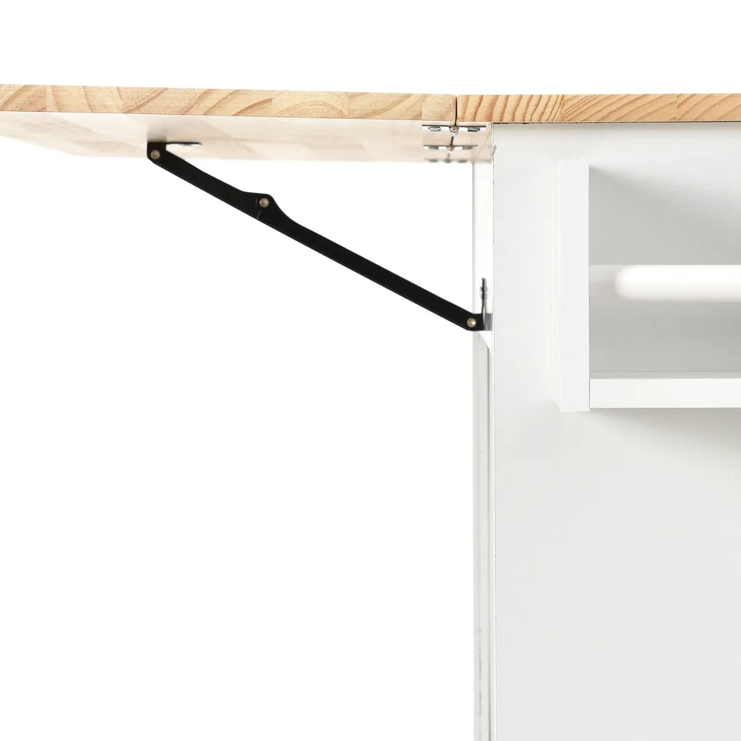 Xspracer White Mdf Base with Wood Top Rolling Kitchen Island (30-in x 53-in x 37-in), photo 8 of 20