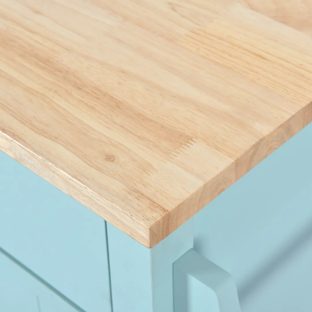 Xspracer Green Mdf Base with Wood Top Rolling Kitchen Island (21-in x 52-in x 37-in), photo 7 of 17