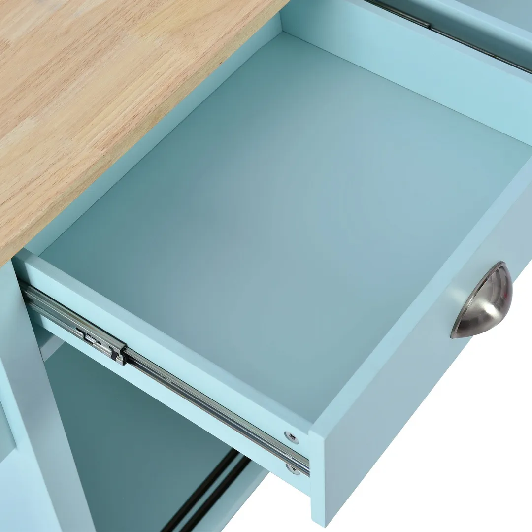 Xspracer Green Mdf Base with Wood Top Rolling Kitchen Island (21-in x 52-in x 37-in), photo 9 of 17