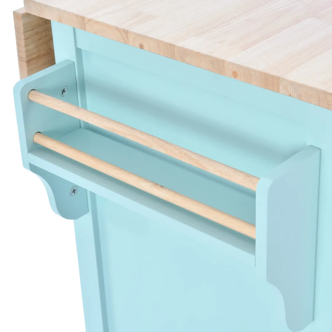Xspracer Green Mdf Base with Wood Top Rolling Kitchen Island (21-in x 52-in x 37-in), photo 10 of 17