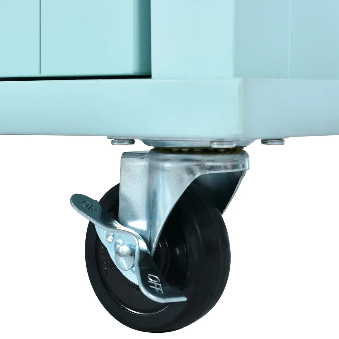 Xspracer Green Mdf Base with Wood Top Rolling Kitchen Island (21-in x 52-in x 37-in), photo 12 of 17