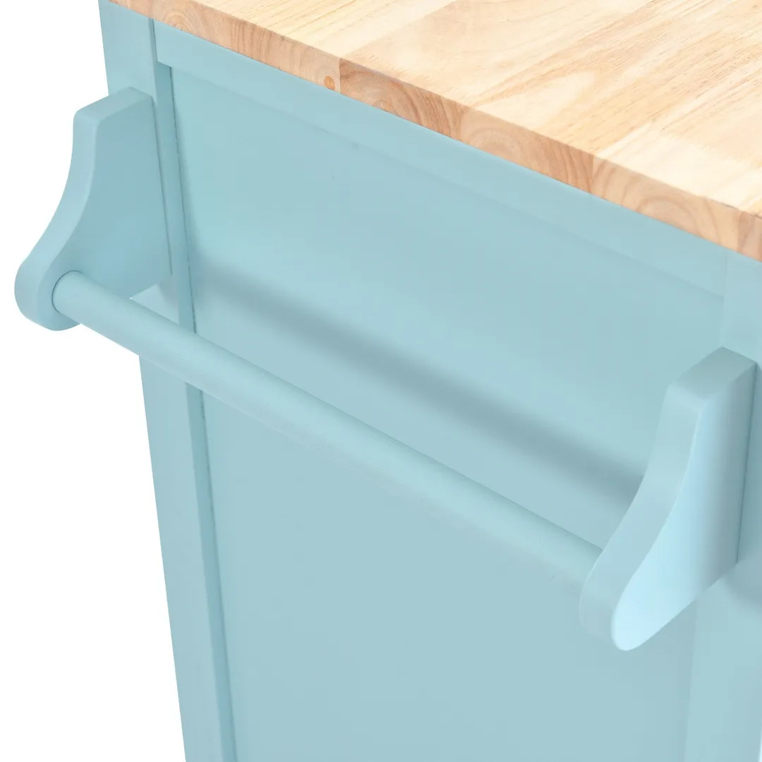 Xspracer Green Mdf Base with Wood Top Rolling Kitchen Island (21-in x 52-in x 37-in), photo 11 of 17