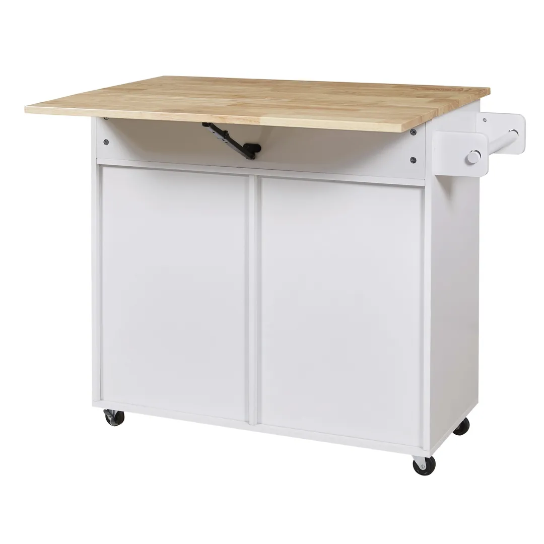 Xspracer White Mdf Base with Wood Top Rolling Kitchen Island (26-in x 39-in x 34-in), photo 5 of 20
