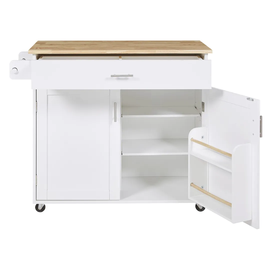 Xspracer White Mdf Base with Wood Top Rolling Kitchen Island (26-in x 39-in x 34-in), photo 4 of 20