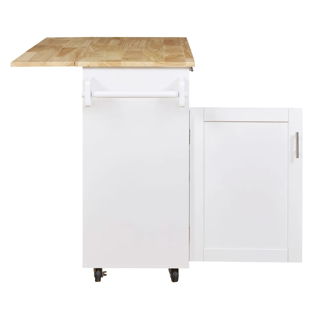 Xspracer White Mdf Base with Wood Top Rolling Kitchen Island (26-in x 39-in x 34-in), photo 7 of 20