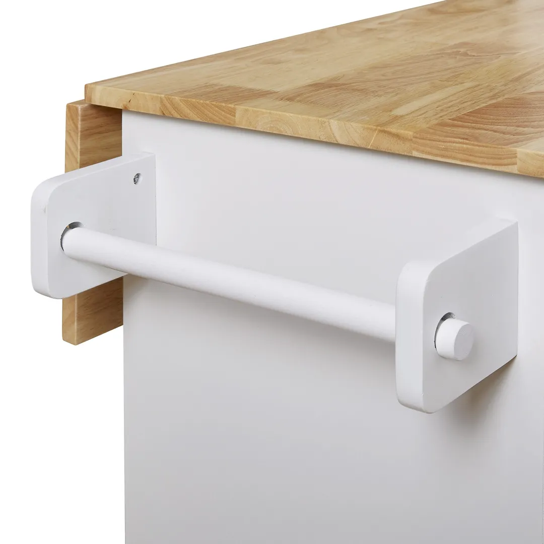 Xspracer White Mdf Base with Wood Top Rolling Kitchen Island (26-in x 39-in x 34-in), photo 9 of 20