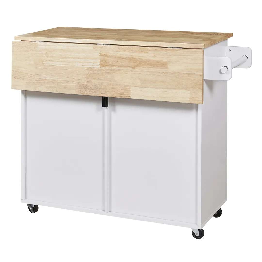 Xspracer White Mdf Base with Wood Top Rolling Kitchen Island (26-in x 39-in x 34-in), photo 6 of 20