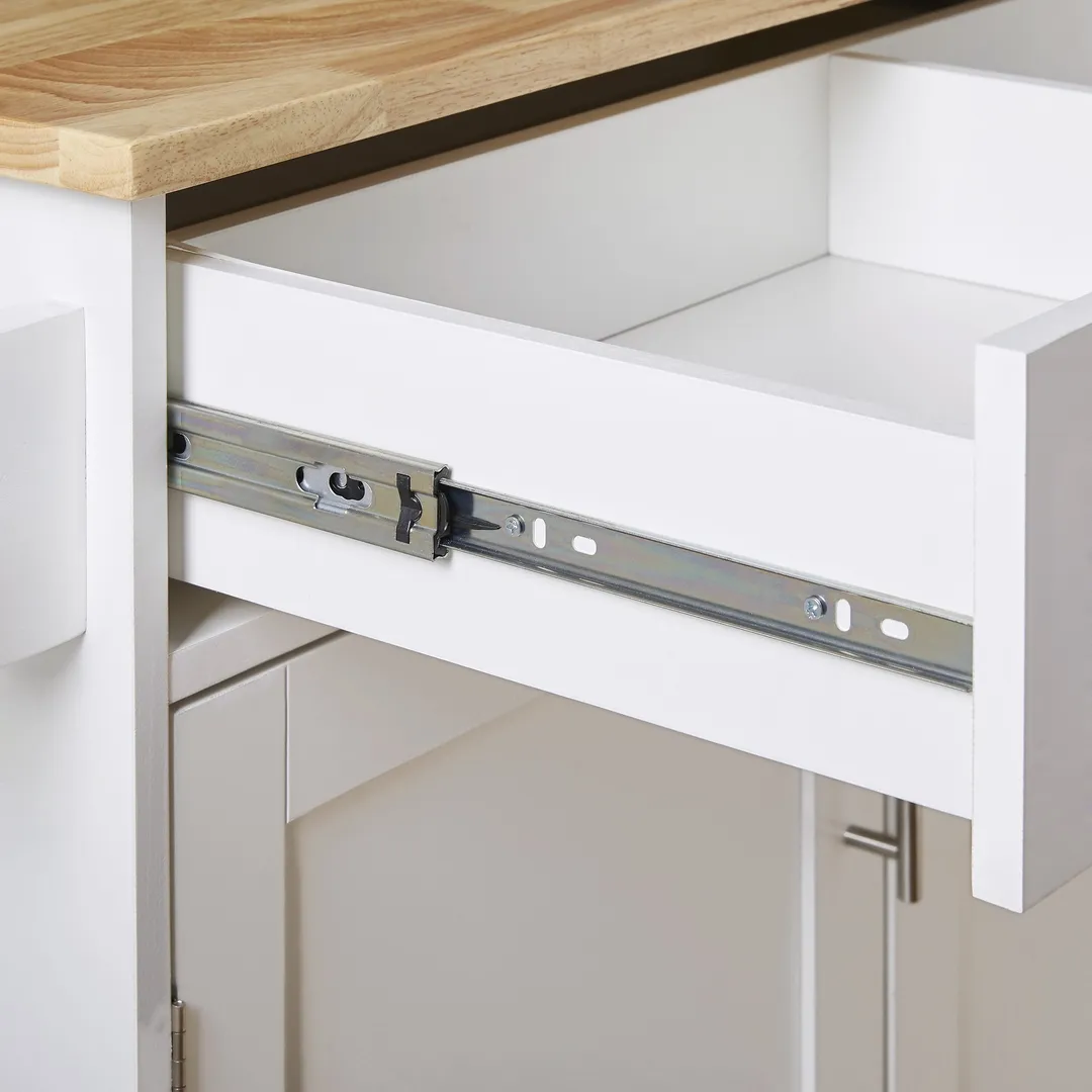 Xspracer White Mdf Base with Wood Top Rolling Kitchen Island (26-in x 39-in x 34-in), photo 11 of 20