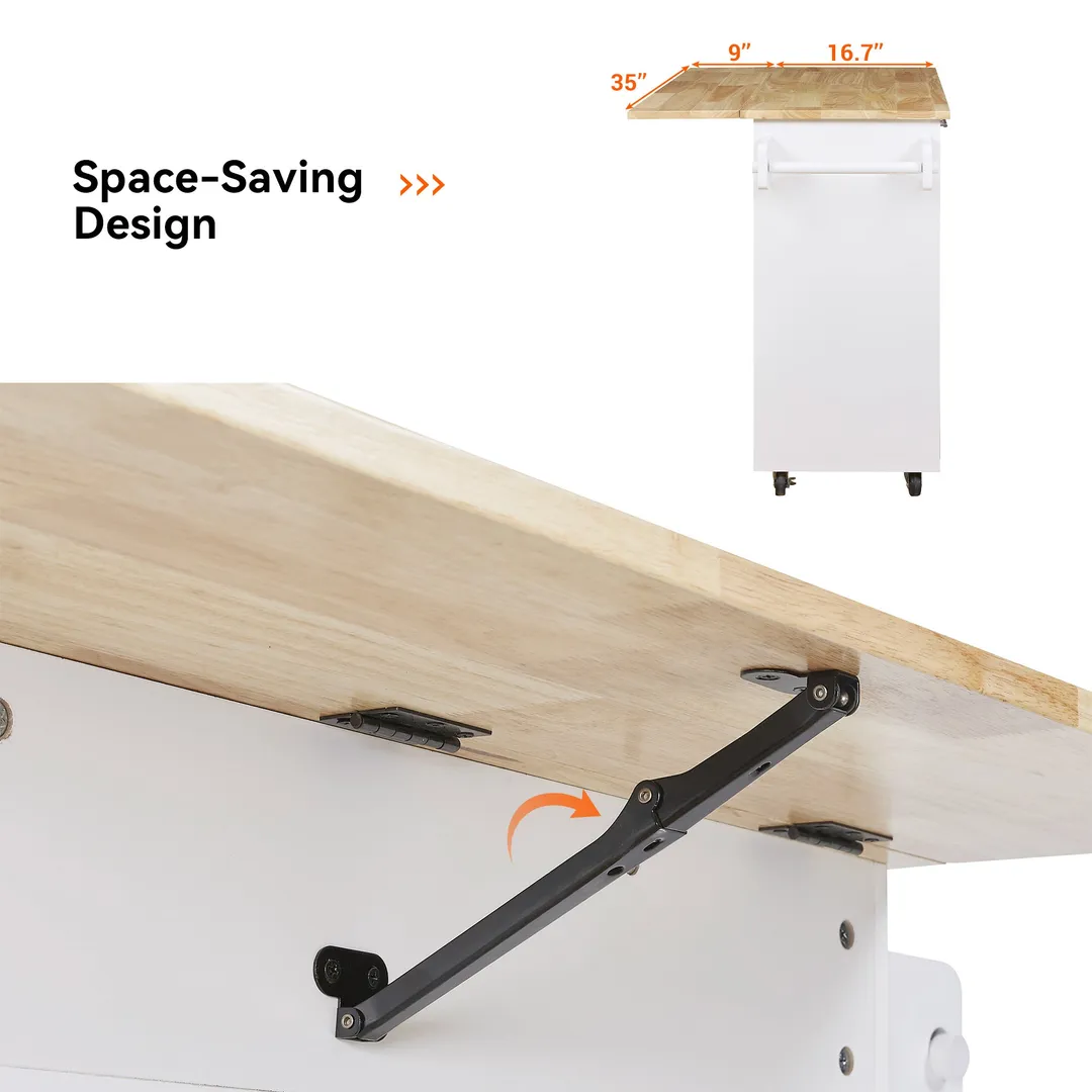 Xspracer White Mdf Base with Wood Top Rolling Kitchen Island (26-in x 39-in x 34-in), photo 15 of 20