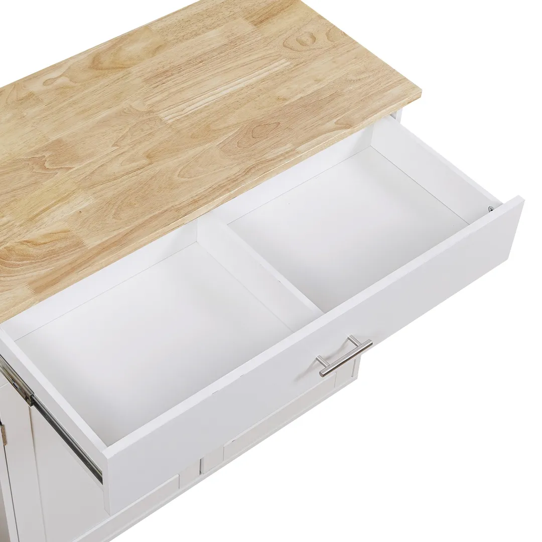 Xspracer White Mdf Base with Wood Top Rolling Kitchen Island (26-in x 39-in x 34-in), photo 10 of 20