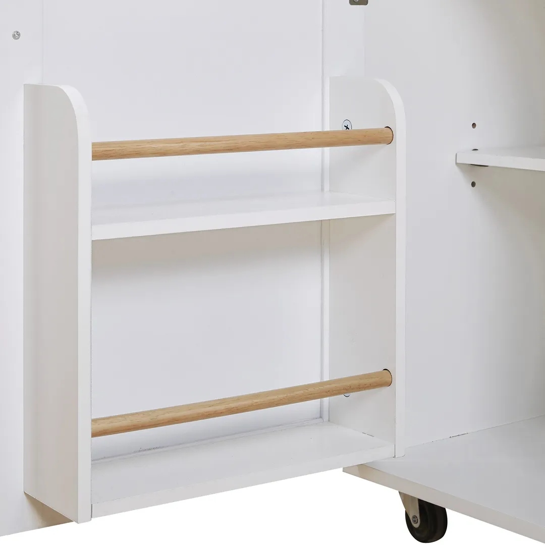 Xspracer White Mdf Base with Wood Top Rolling Kitchen Island (26-in x 39-in x 34-in), photo 12 of 20