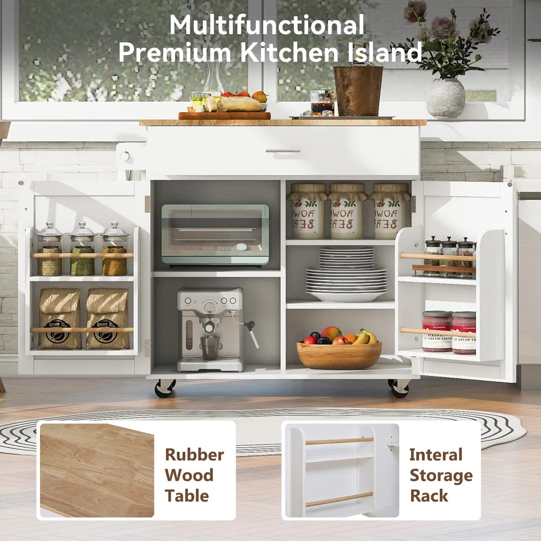Xspracer White Mdf Base with Wood Top Rolling Kitchen Island (26-in x 39-in x 34-in), photo 17 of 20