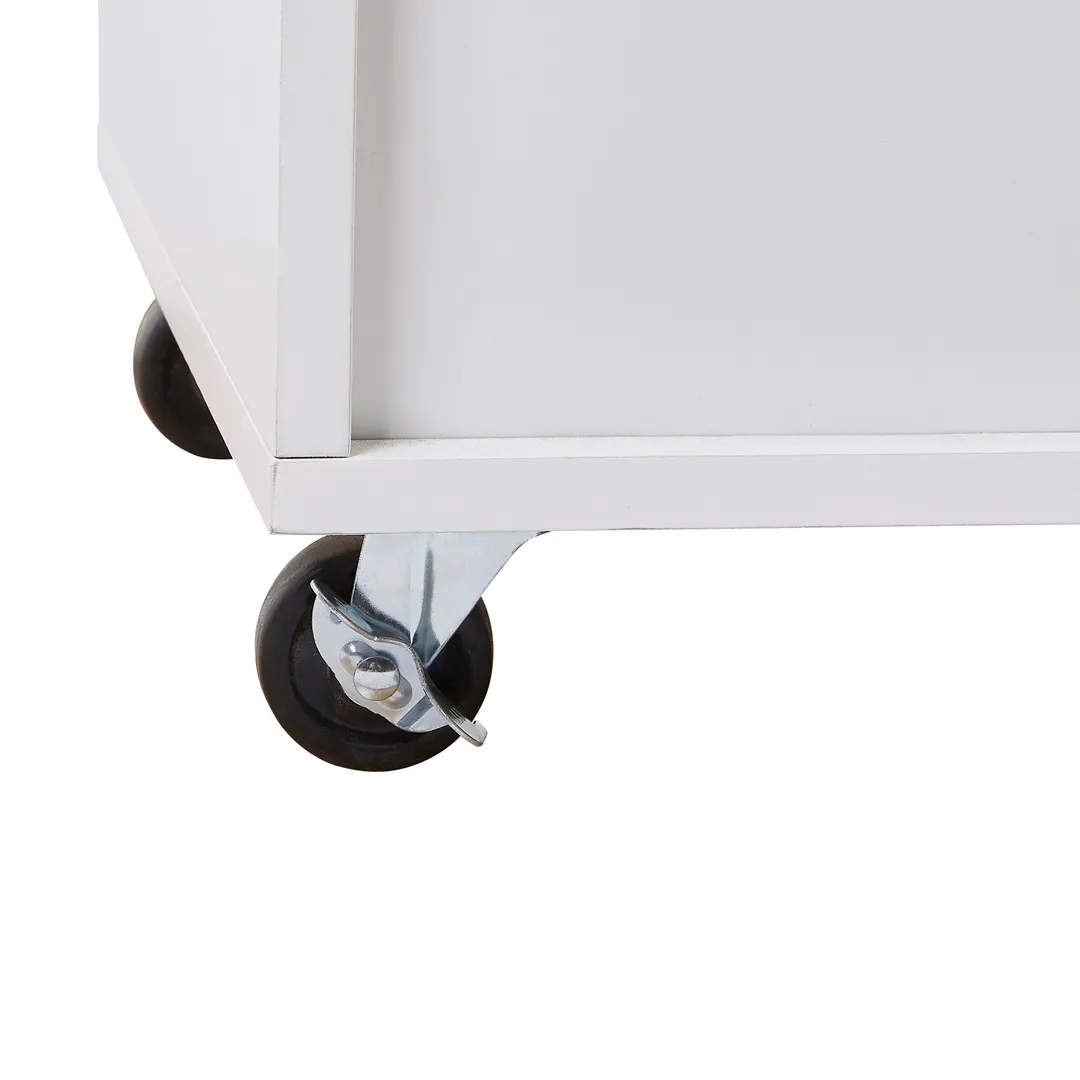 Xspracer White Mdf Base with Wood Top Rolling Kitchen Island (26-in x 39-in x 34-in), photo 14 of 20