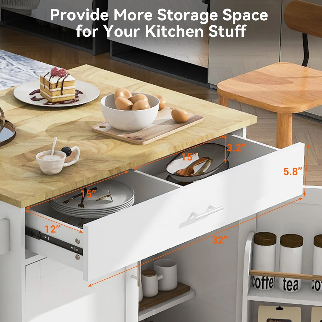 Xspracer White Mdf Base with Wood Top Rolling Kitchen Island (26-in x 39-in x 34-in), photo 19 of 20