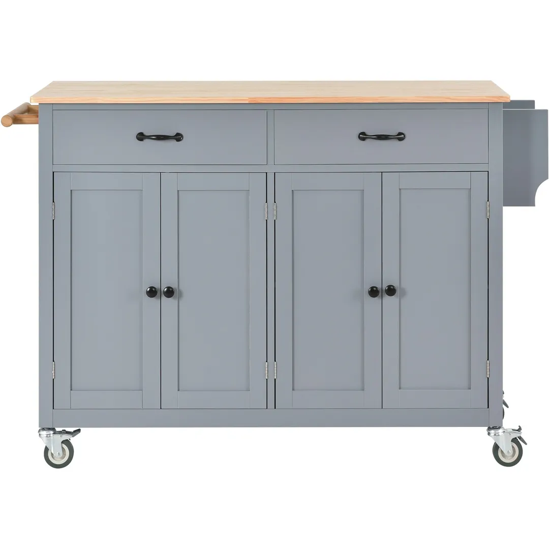 Xspracer Gray Mdf Base with Wood Top Rolling Kitchen Island (19-in x 54-in x 36-in), photo 3 of 18