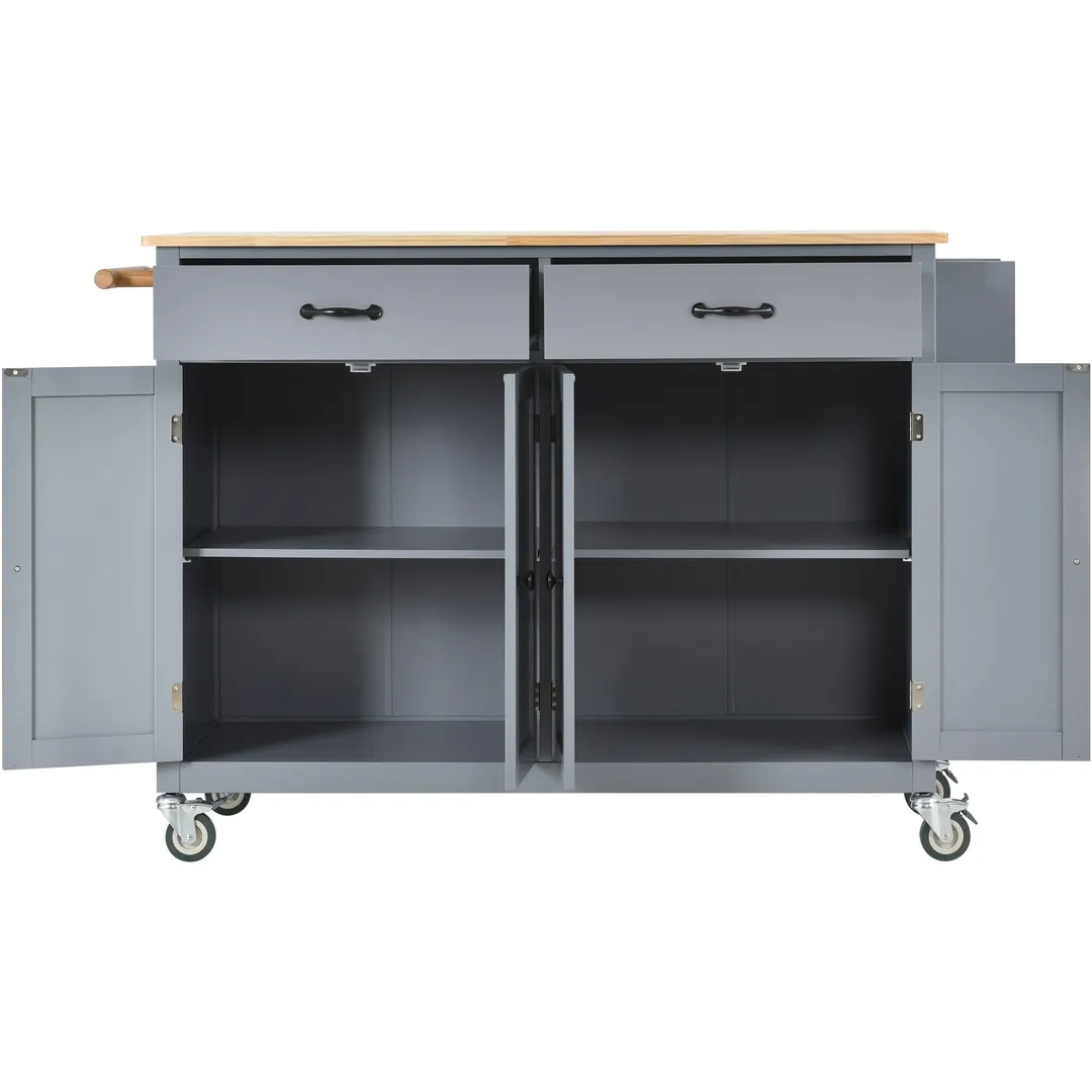 Xspracer Gray Mdf Base with Wood Top Rolling Kitchen Island (19-in x 54-in x 36-in), photo 5 of 18