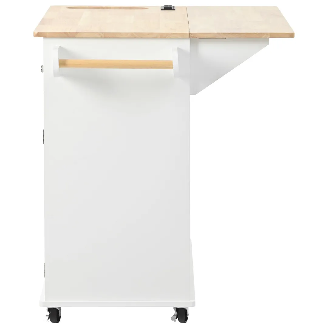 Xspracer White Mdf Base with Wood Top Rolling Kitchen Island (29-in x 40-in x 34-in), photo 7 of 20