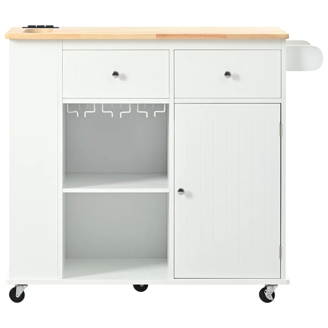 Xspracer White Mdf Base with Wood Top Rolling Kitchen Island (29-in x 40-in x 34-in), photo 3 of 20
