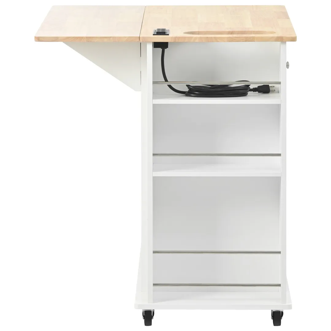 Xspracer White Mdf Base with Wood Top Rolling Kitchen Island (29-in x 40-in x 34-in), photo 8 of 20