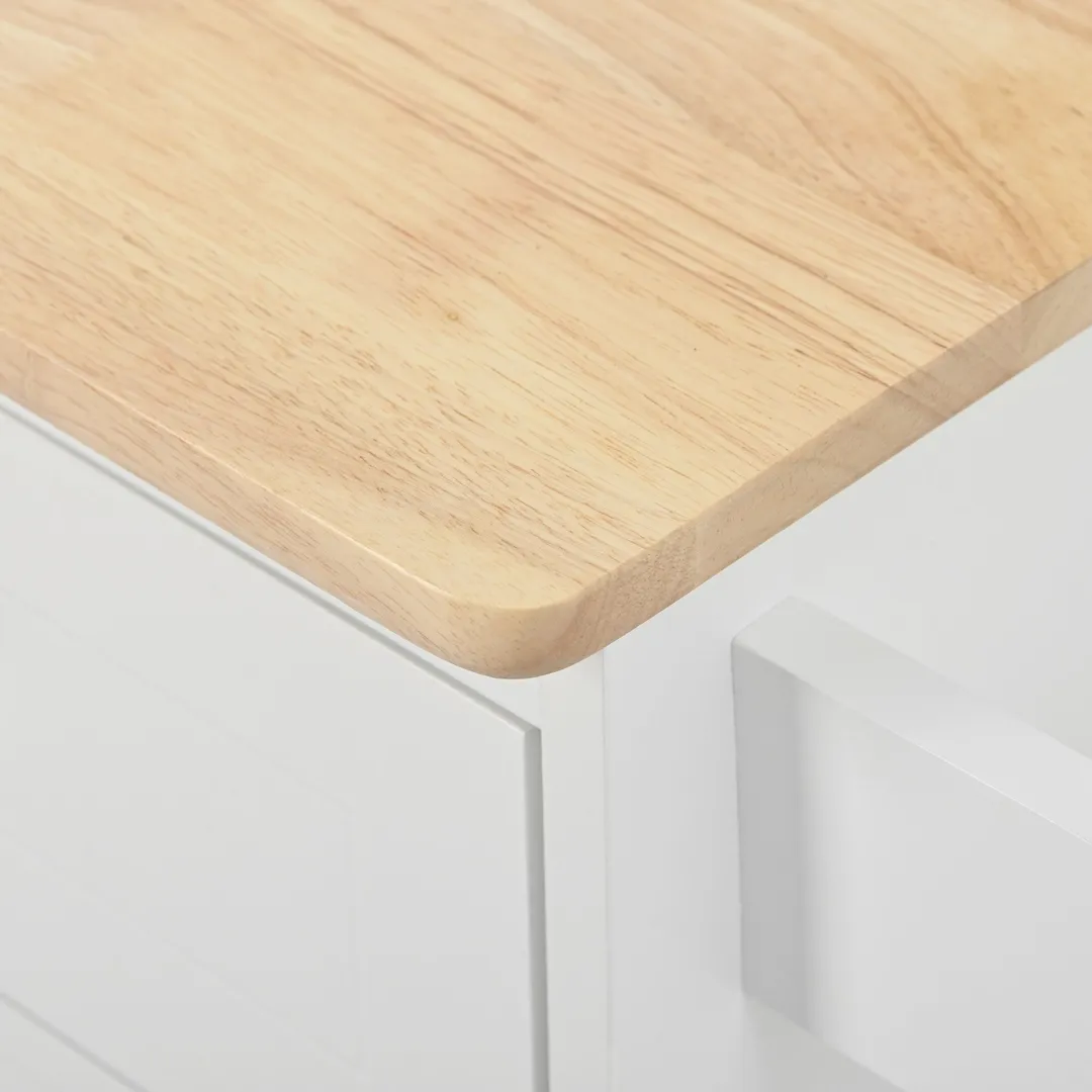 Xspracer White Mdf Base with Wood Top Rolling Kitchen Island (29-in x 40-in x 34-in), photo 9 of 20