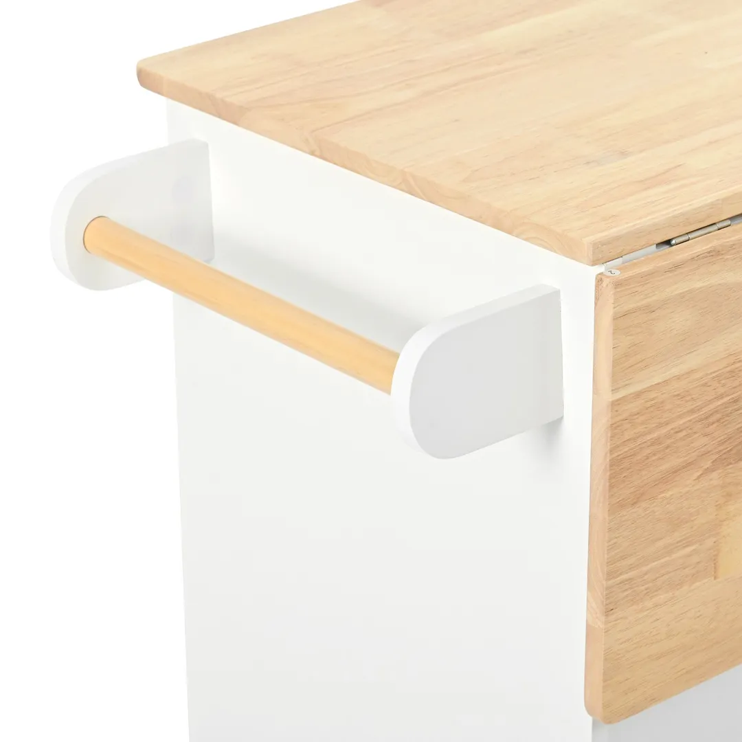 Xspracer White Mdf Base with Wood Top Rolling Kitchen Island (29-in x 40-in x 34-in), photo 10 of 20