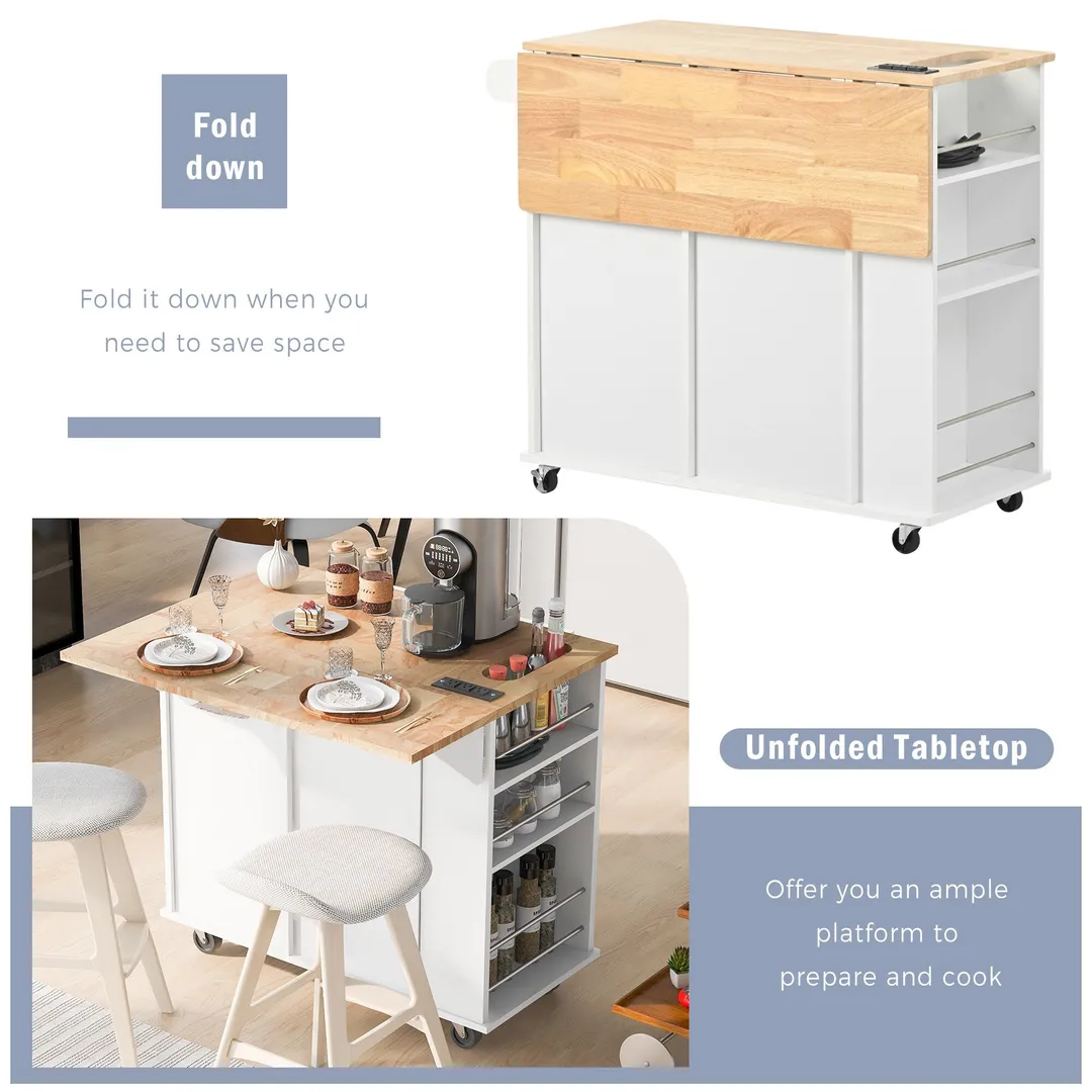 Xspracer White Mdf Base with Wood Top Rolling Kitchen Island (29-in x 40-in x 34-in), photo 15 of 20