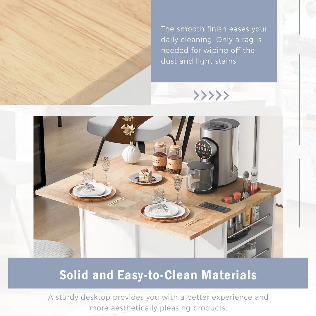 Xspracer White Mdf Base with Wood Top Rolling Kitchen Island (29-in x 40-in x 34-in), photo 18 of 20