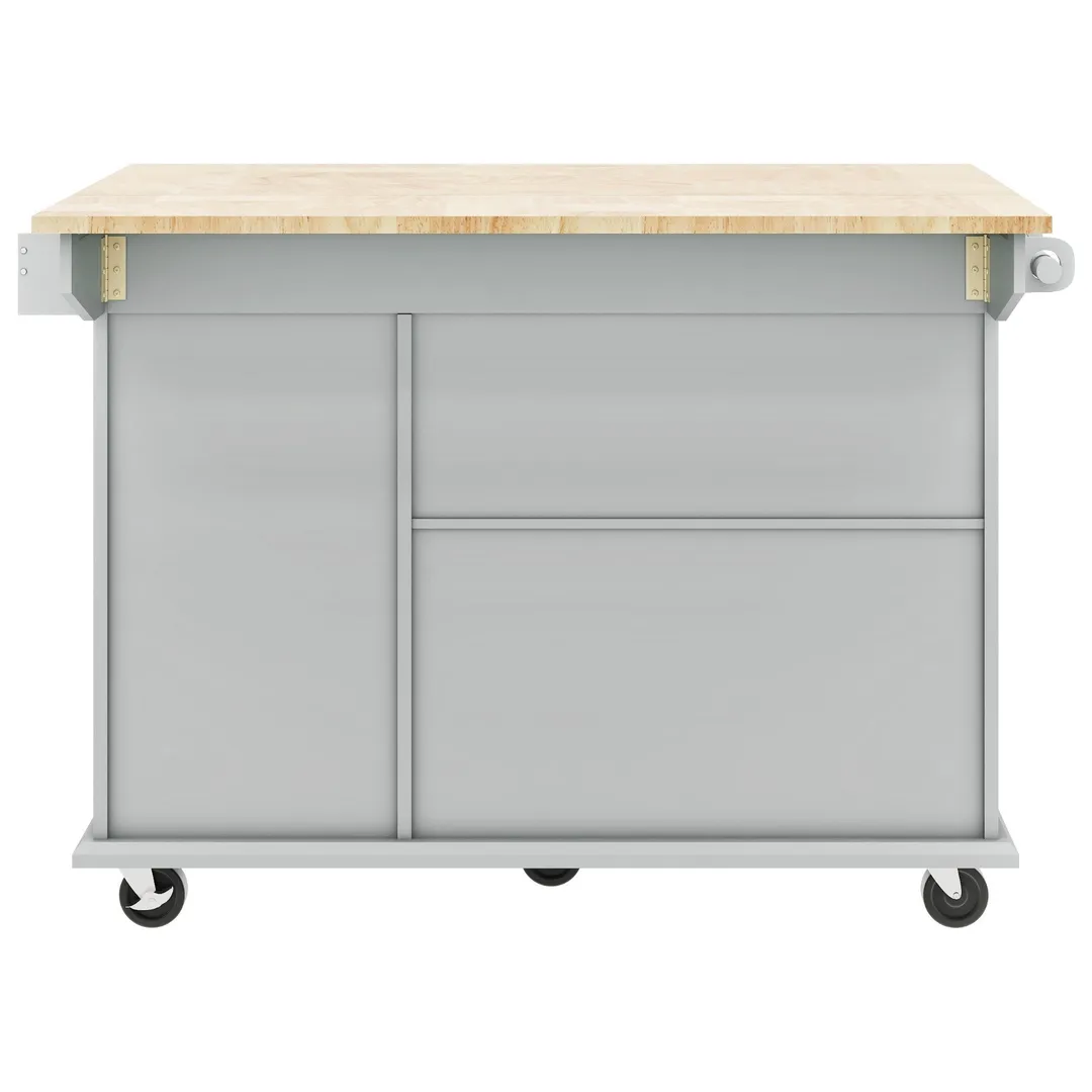 Xspracer Gray Mdf Base with Wood Top Rolling Kitchen Island (29-in x 54-in x 37-in), photo 5 of 20