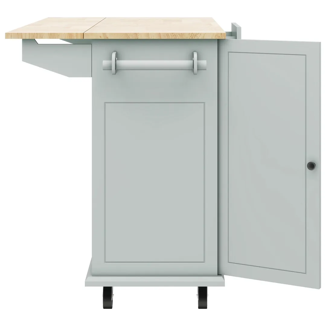 Xspracer Gray Mdf Base with Wood Top Rolling Kitchen Island (29-in x 54-in x 37-in), photo 8 of 20