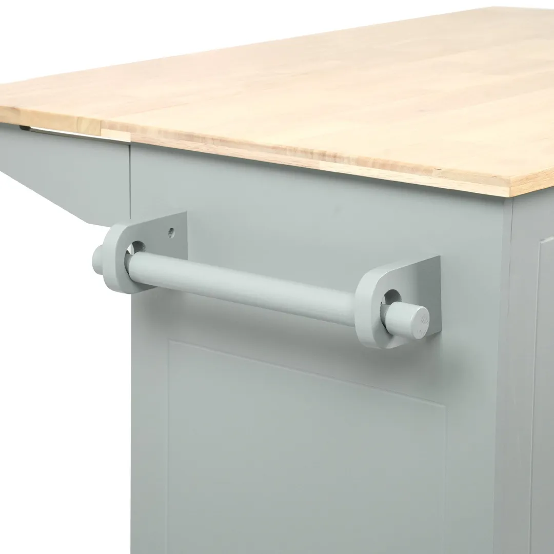 Xspracer Gray Mdf Base with Wood Top Rolling Kitchen Island (29-in x 54-in x 37-in), photo 9 of 20
