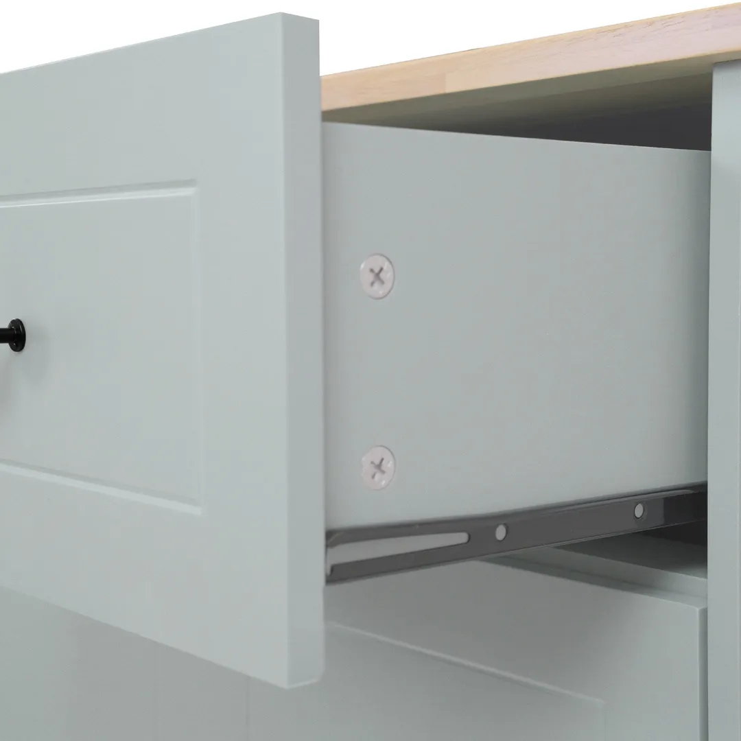 Xspracer Gray Mdf Base with Wood Top Rolling Kitchen Island (29-in x 54-in x 37-in), photo 11 of 20