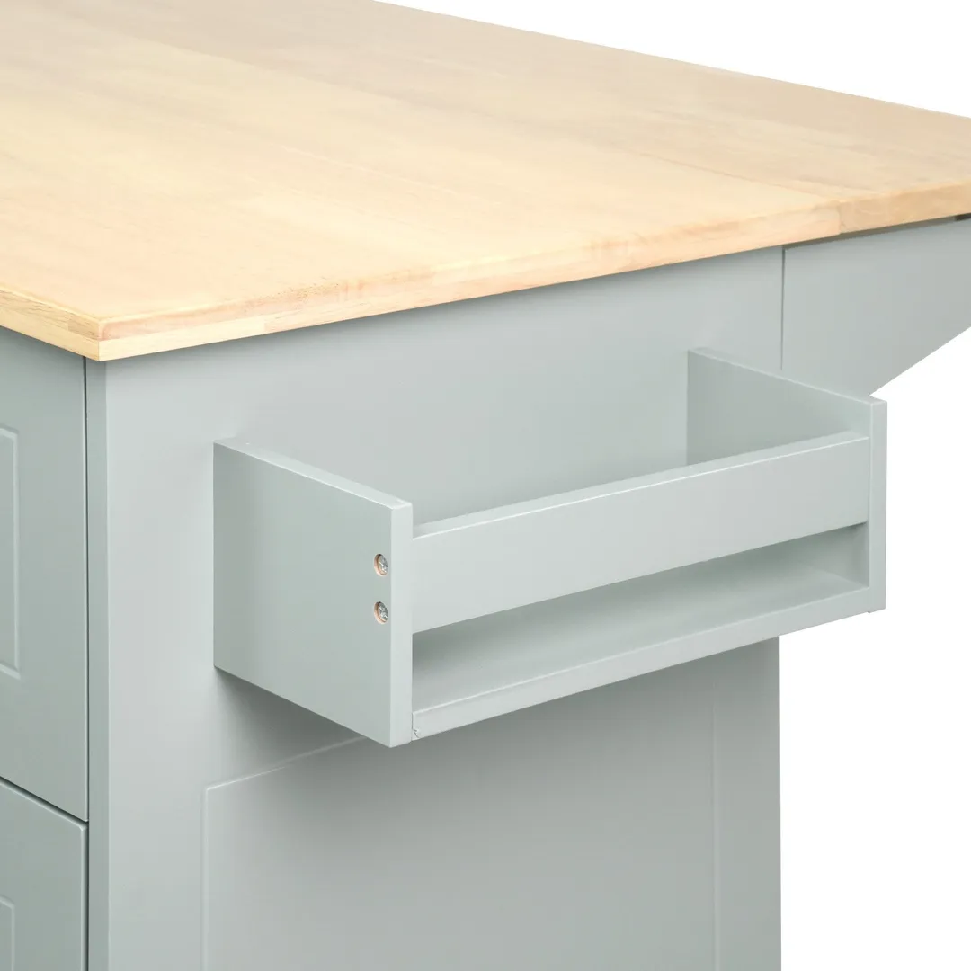 Xspracer Gray Mdf Base with Wood Top Rolling Kitchen Island (29-in x 54-in x 37-in), photo 10 of 20