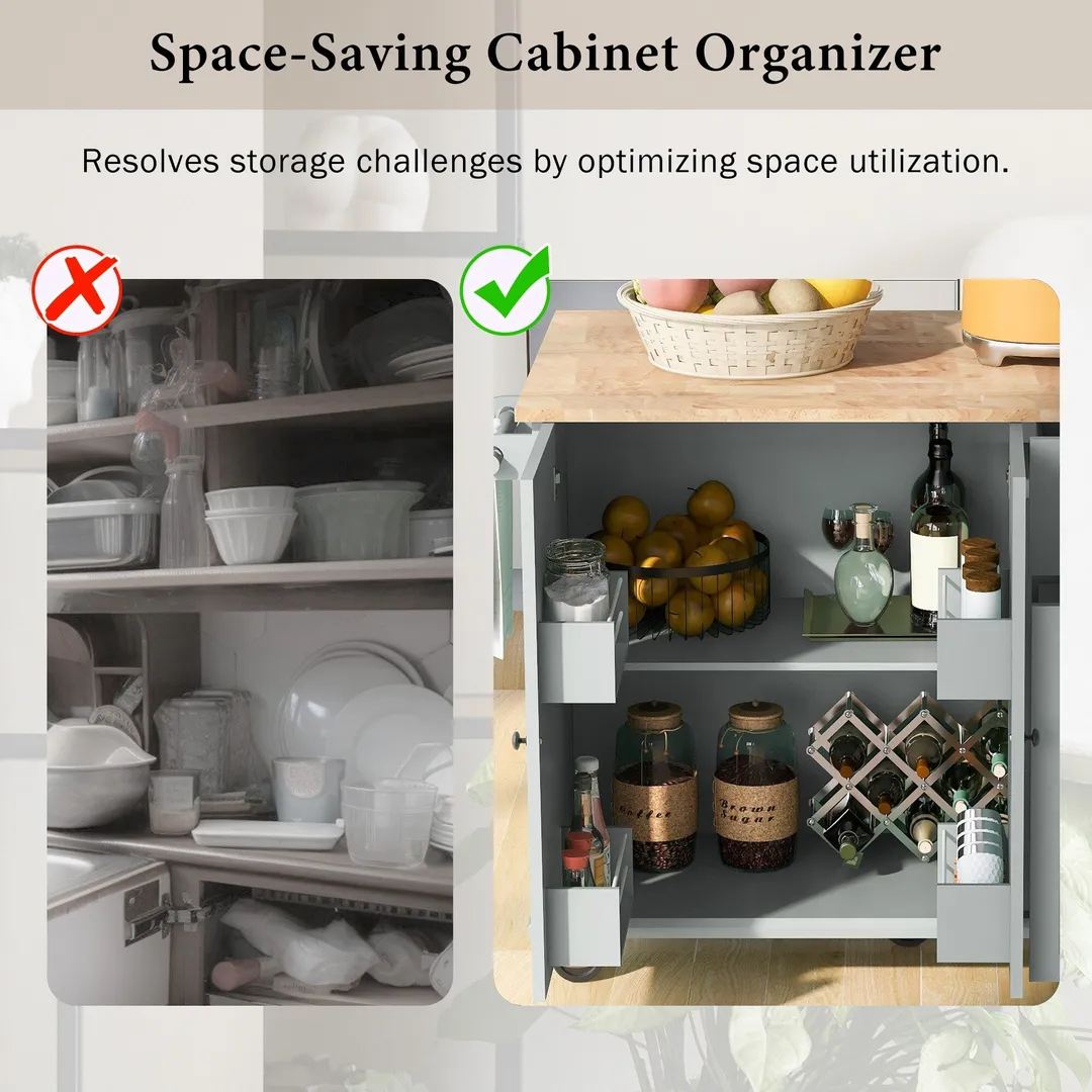 Xspracer Gray Mdf Base with Wood Top Rolling Kitchen Island (29-in x 54-in x 37-in), photo 17 of 20