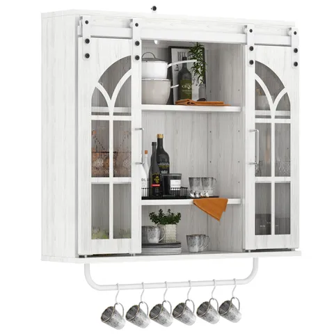 Rustic Particle Board Wood China Cabinet