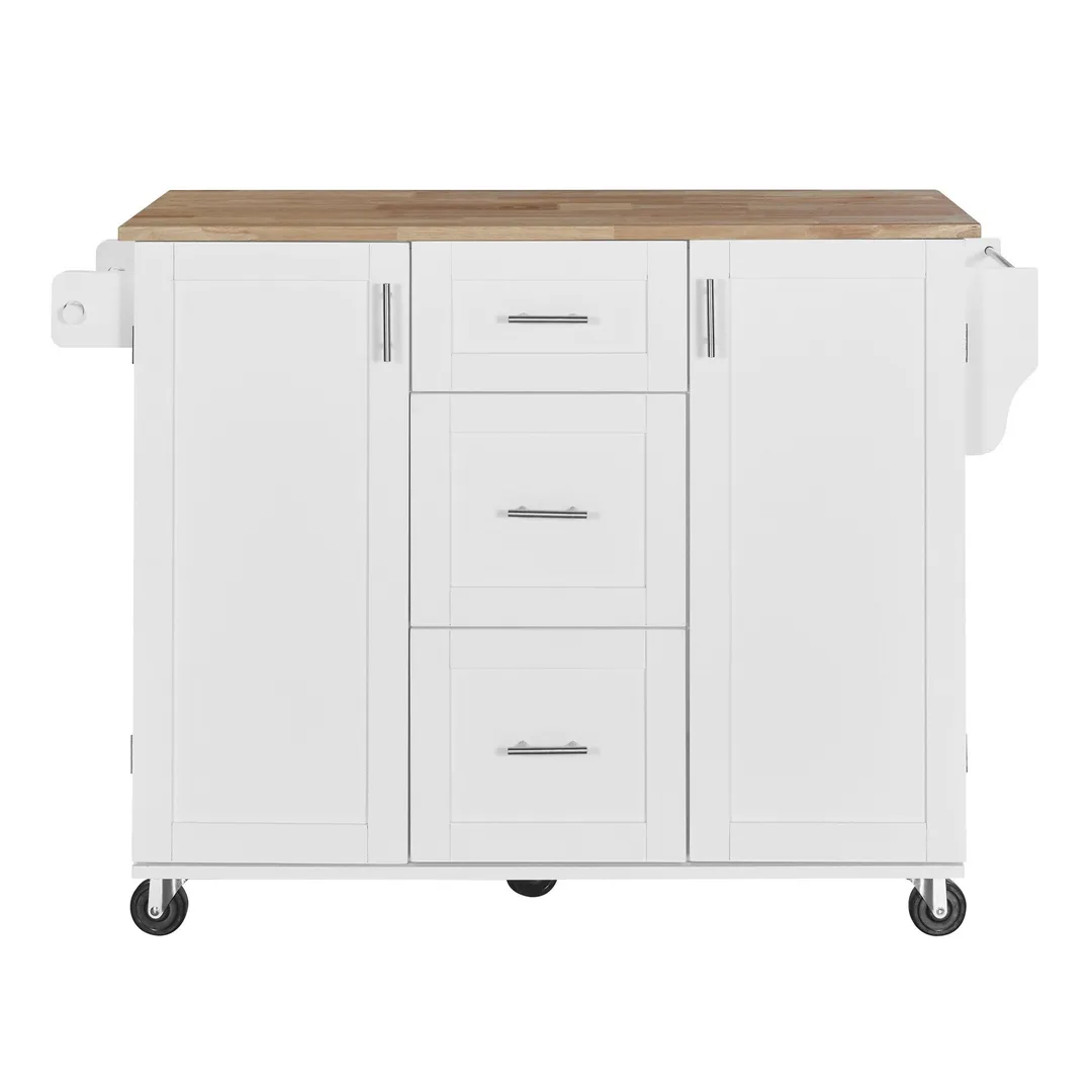 Xspracer White Mdf Base with Wood Top Rolling Kitchen Island (17-in x 50-in x 37-in), photo 4 of 20