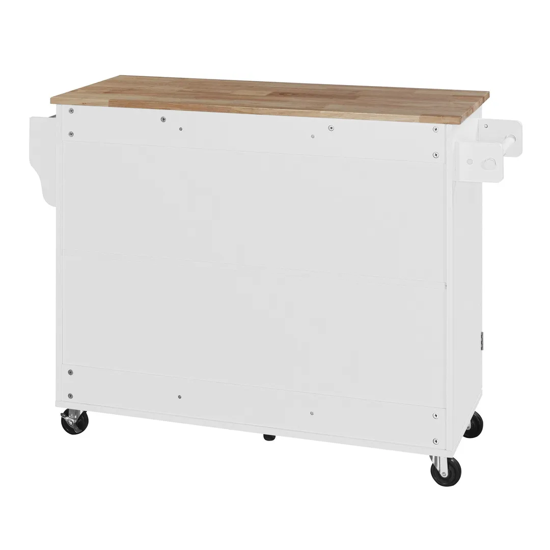 Xspracer White Mdf Base with Wood Top Rolling Kitchen Island (17-in x 50-in x 37-in), photo 7 of 20