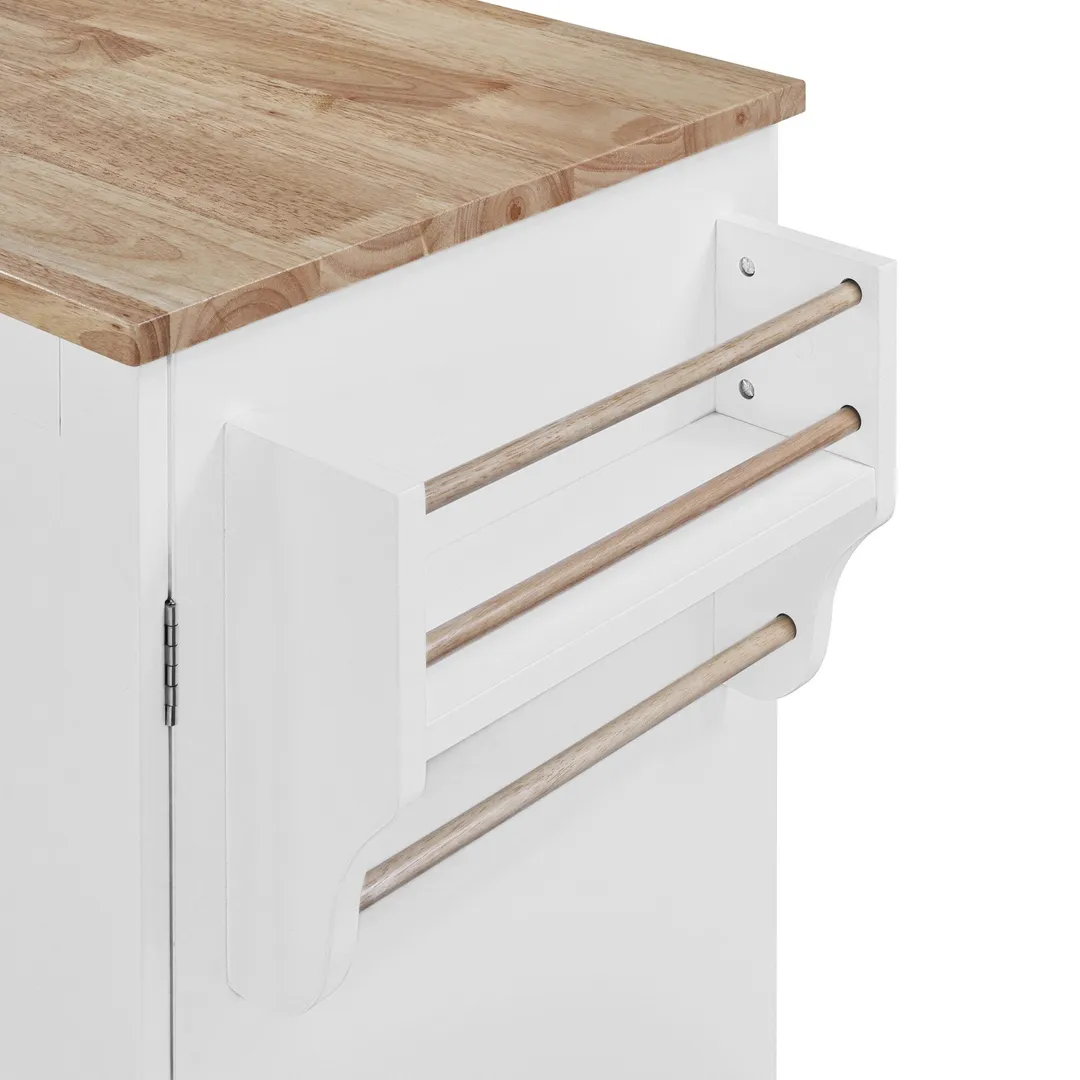 Xspracer White Mdf Base with Wood Top Rolling Kitchen Island (17-in x 50-in x 37-in), photo 9 of 20