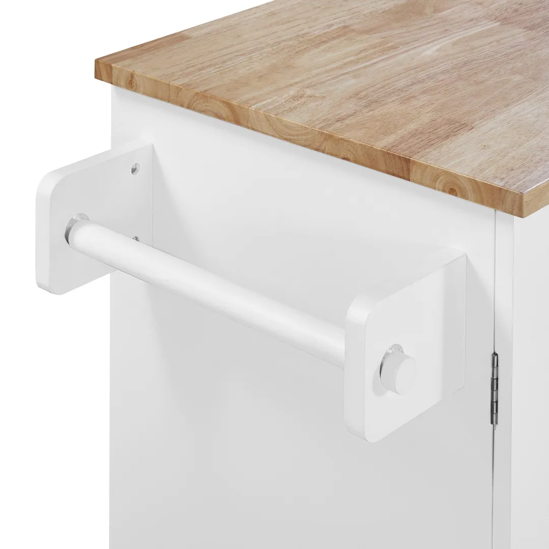 Xspracer White Mdf Base with Wood Top Rolling Kitchen Island (17-in x 50-in x 37-in), photo 8 of 20