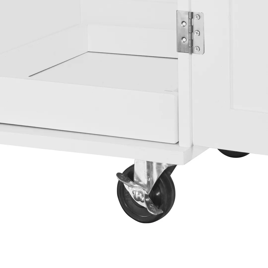 Xspracer White Mdf Base with Wood Top Rolling Kitchen Island (17-in x 50-in x 37-in), photo 14 of 20