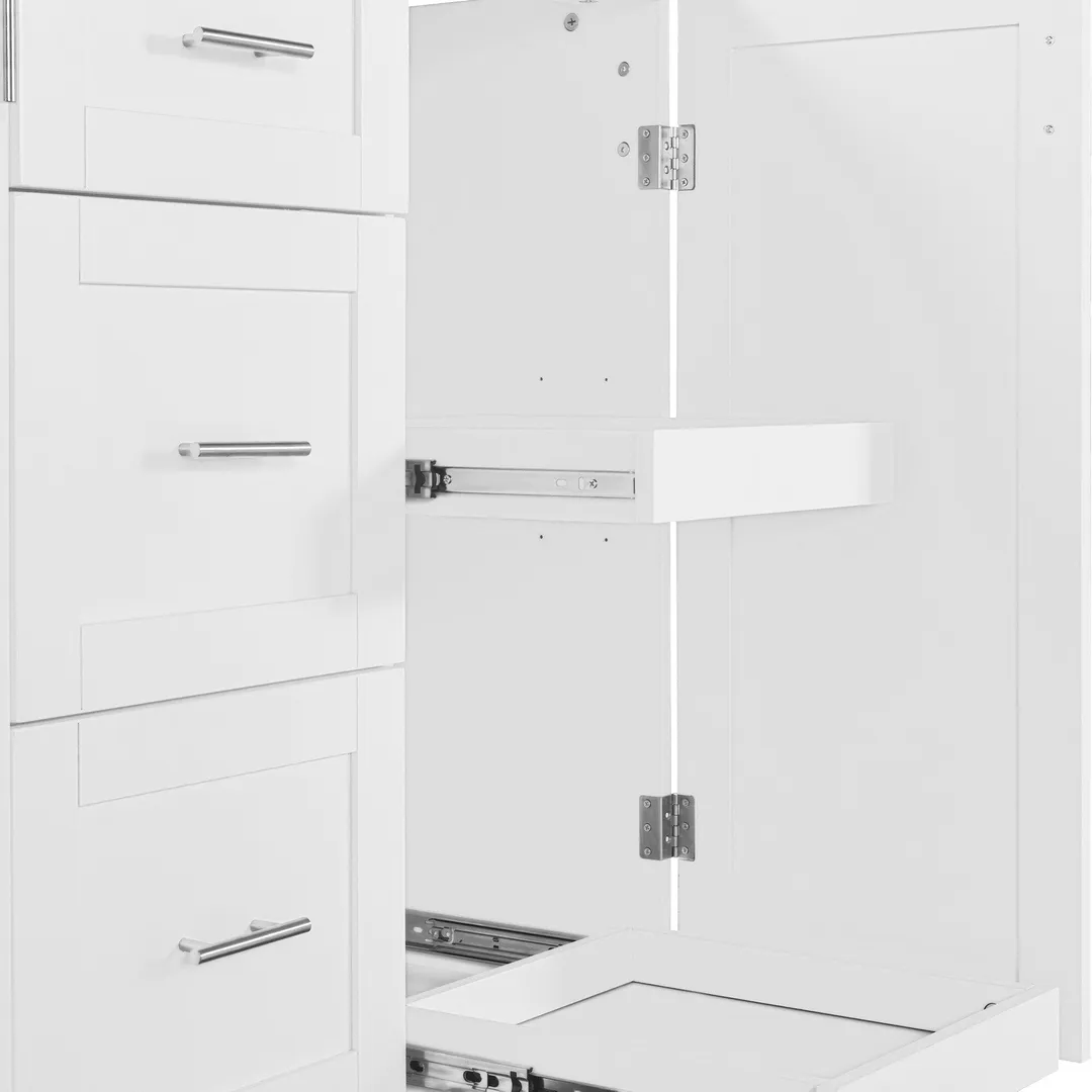 Xspracer White Mdf Base with Wood Top Rolling Kitchen Island (17-in x 50-in x 37-in), photo 12 of 20