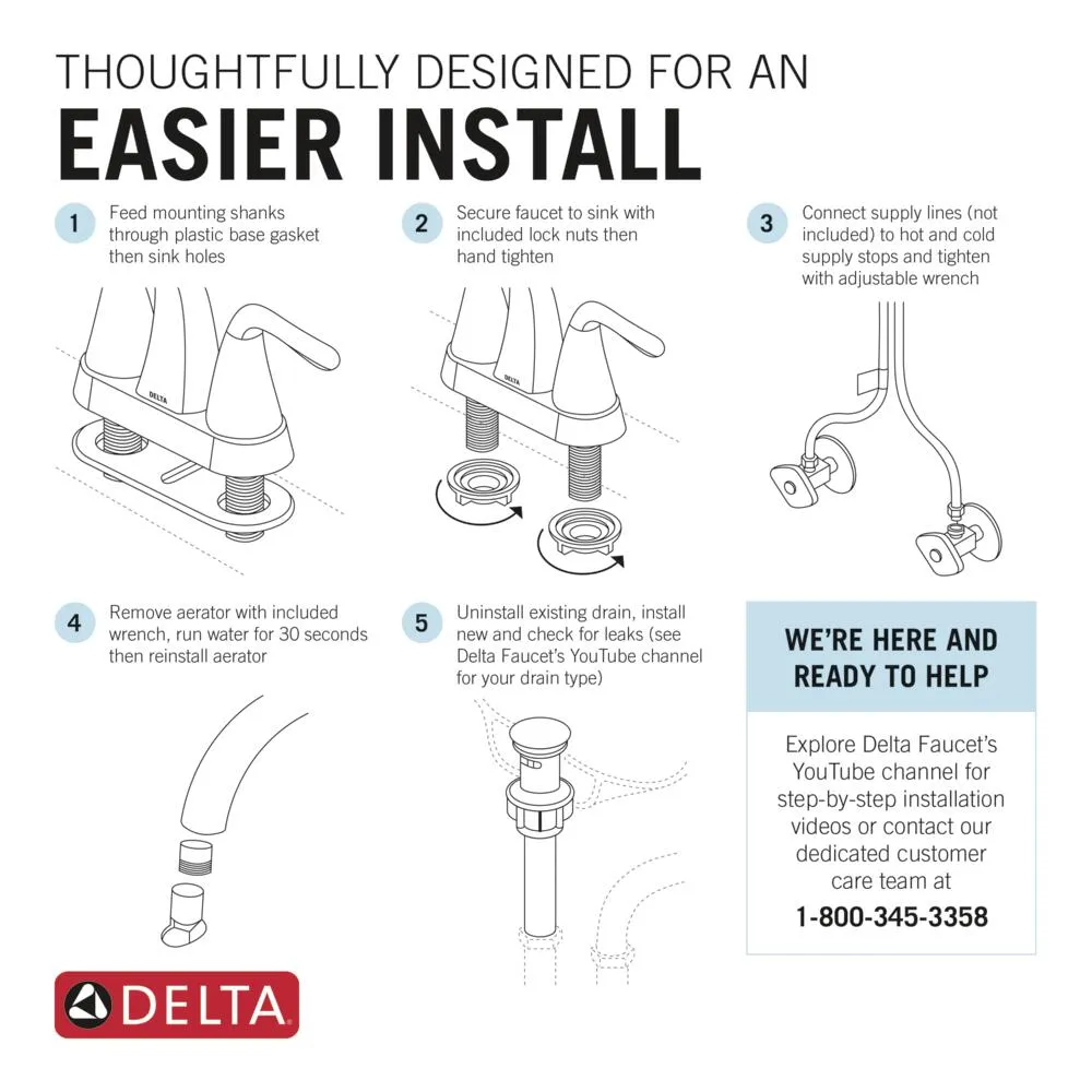 Delta Flynn Brushed Nickel 2-Handle 4-in Centerset WaterSense Bathroom Sink Faucet with Drain, photo 8 of 8