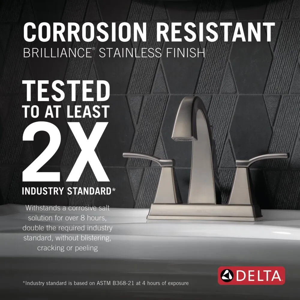 Delta Flynn Brushed Nickel 2-Handle 4-in Centerset WaterSense Bathroom Sink Faucet with Drain, photo 4 of 8