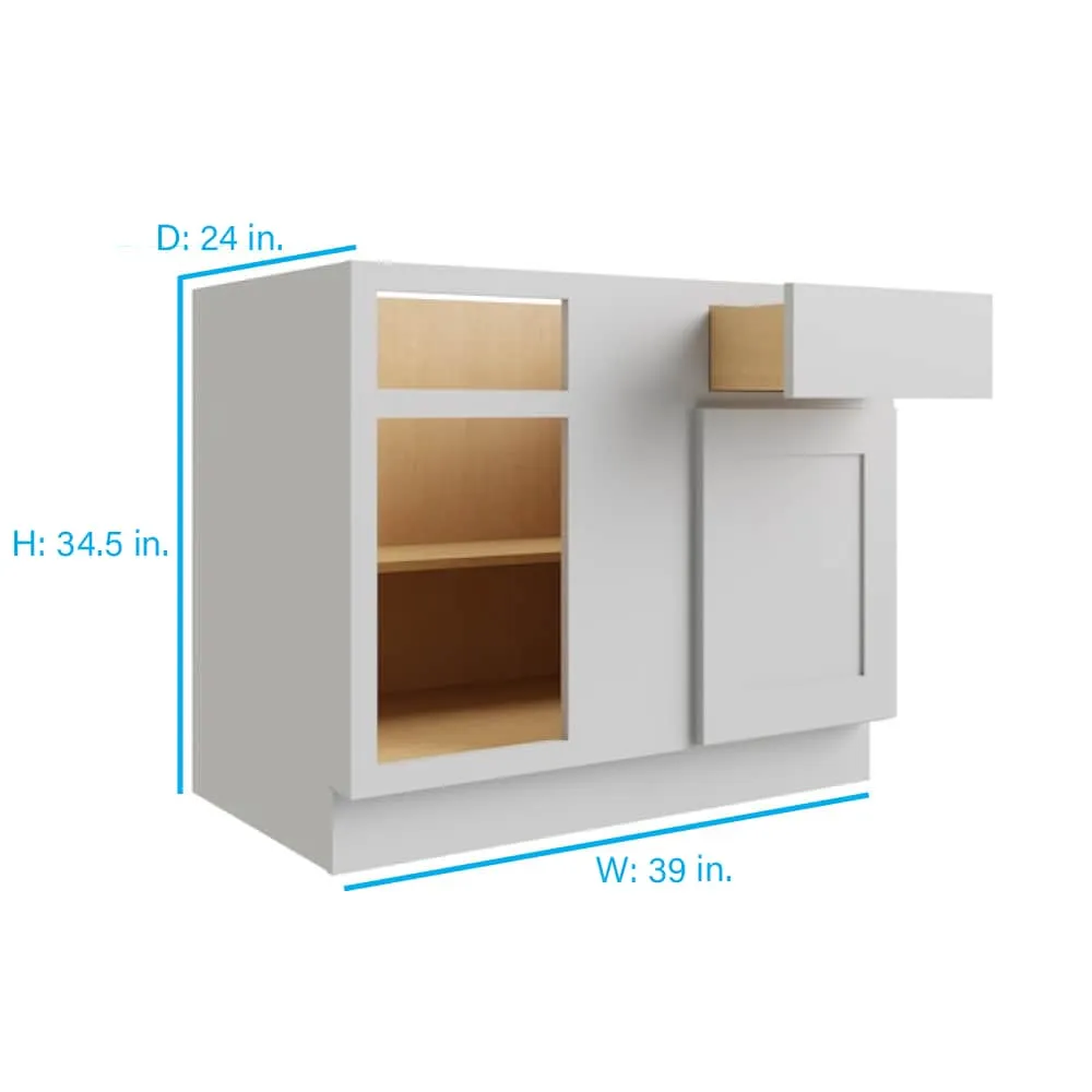 RELIABILT Parkstone 39-in W x 34.5-in H x 24-in D Grey Blind 1-Drawer Base Fully Assembled Plywood Cabinet (Flat Panel Shaker Style), photo 2 of 2