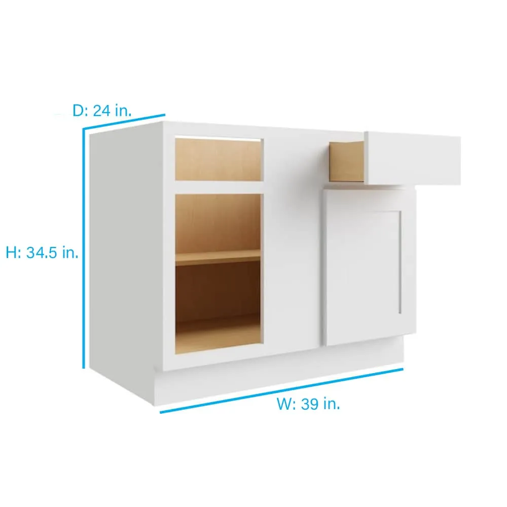 RELIABILT Parkstone 39-in W x 34.5-in H x 24-in D White Blind 1-Drawer Base Fully Assembled Plywood Cabinet (Flat Panel Shaker Style), photo 2 of 9