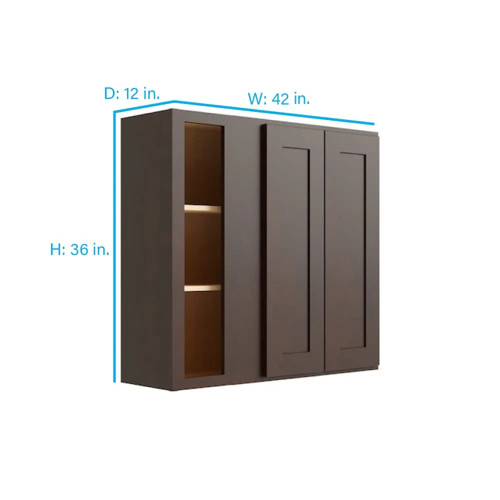 RELIABILT Parkstone 42-in W x 36-in H x 12-in D Espresso Blind Corner Wall Fully Assembled Plywood Cabinet (Shaker Style), photo 2 of 2