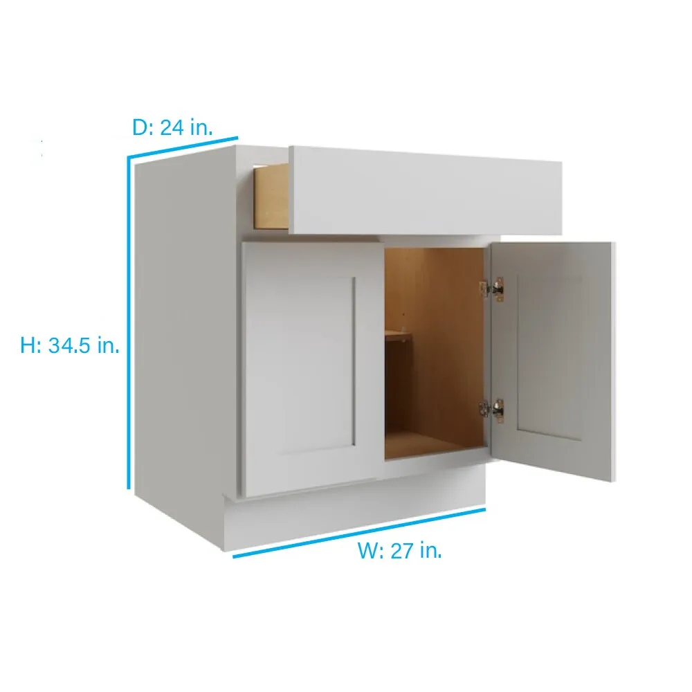 RELIABILT 27-in W x 34.5-in H x 24-in D Grey 1-Drawer Base Fully Assembled Plywood Cabinet (Flat Panel Shaker Style), photo 2 of 2