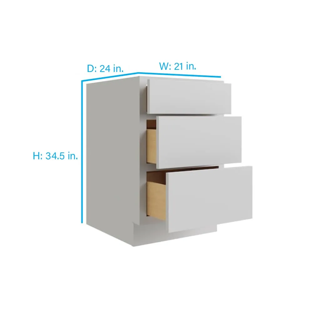 RELIABILT Parkstone 21-in W x 34.5-in H x 24-in D Grey 3-Drawer Base Fully Assembled Plywood Cabinet (Flat Panel Style), photo 2 of 9