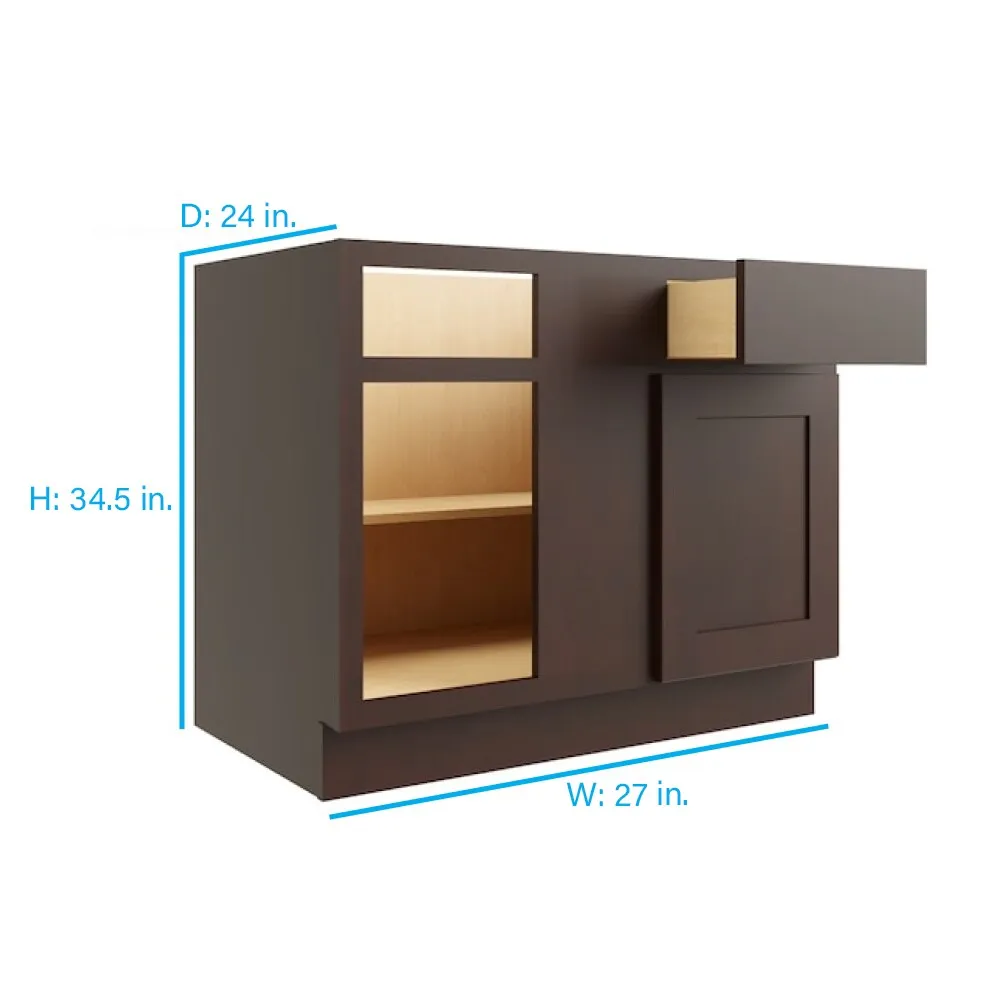 RELIABILT Parkstone 27-in W x 34.5-in H x 24-in D Espresso Blind 1-Drawer Base Fully Assembled Plywood Cabinet (Flat Panel Shaker Style), photo 2 of 7